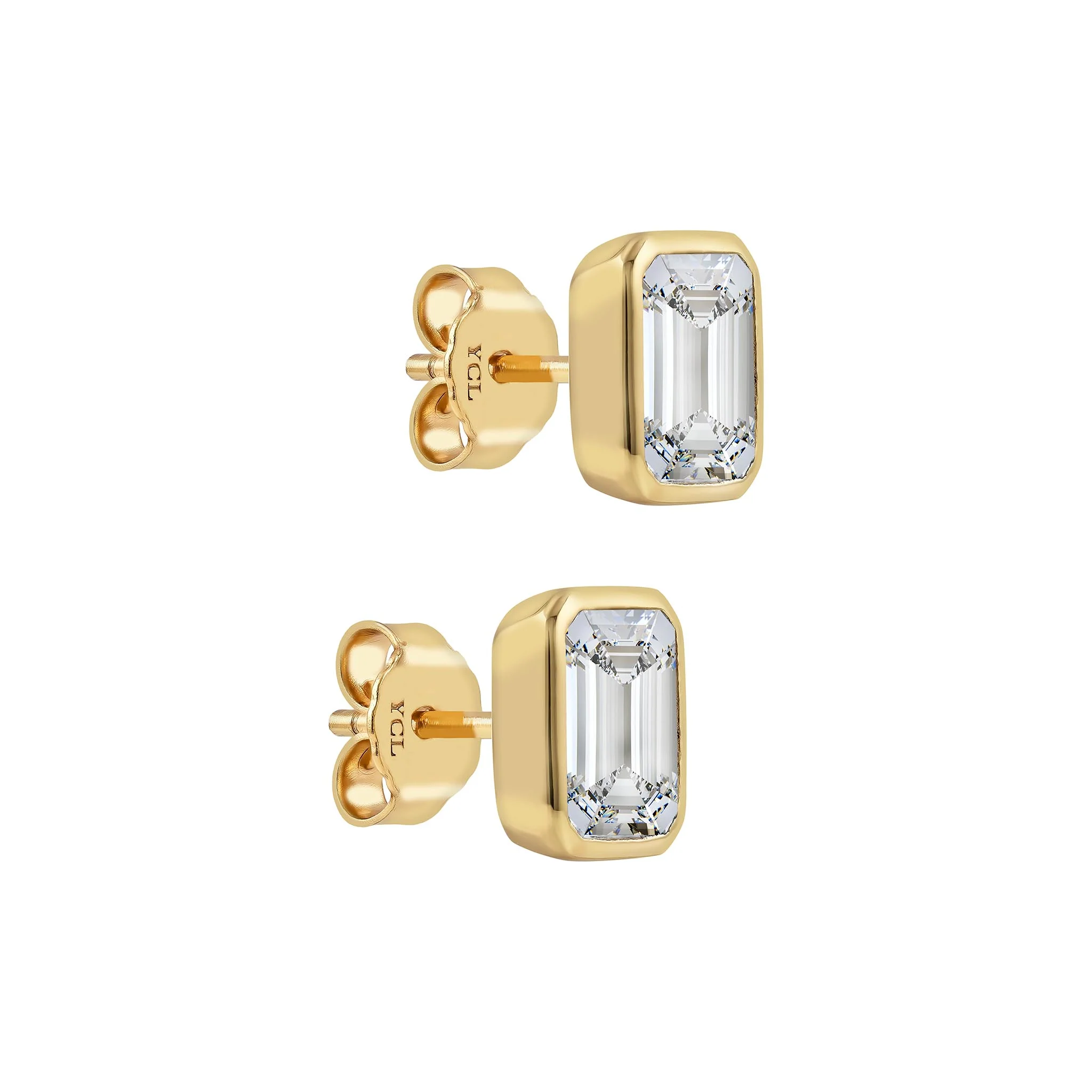 Emerald Bezel Stud Earring - Image 10