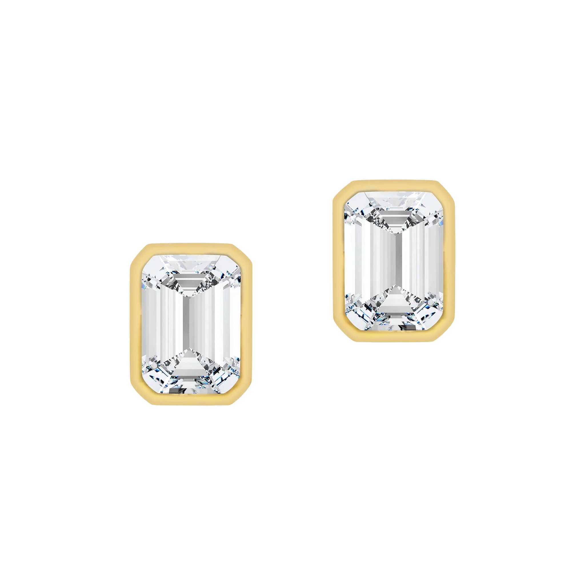 Emerald Bezel Stud Earring - Image 11