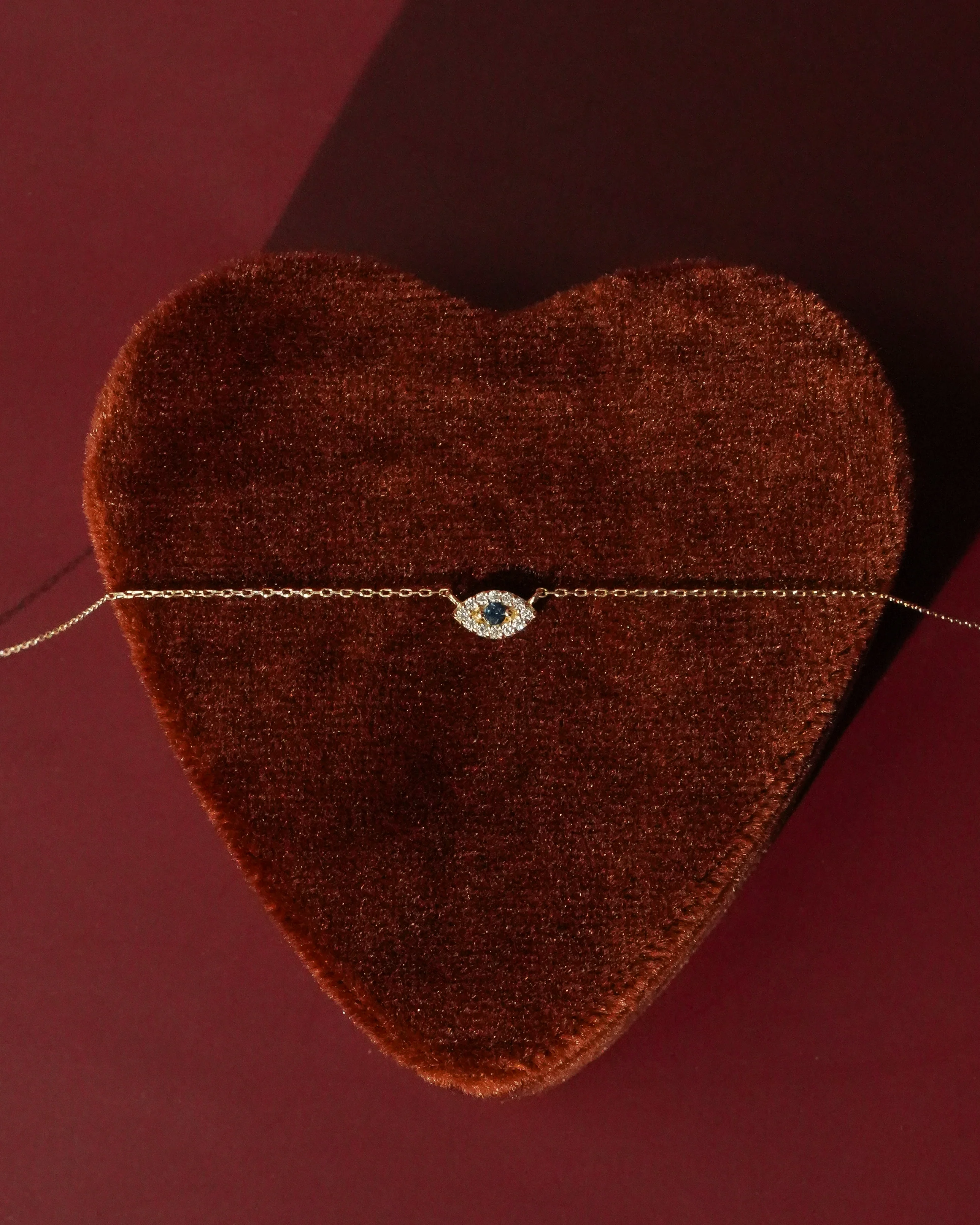 Sapphire Pavé Evil Eye Necklace | 14k Solid Gold - Image 5