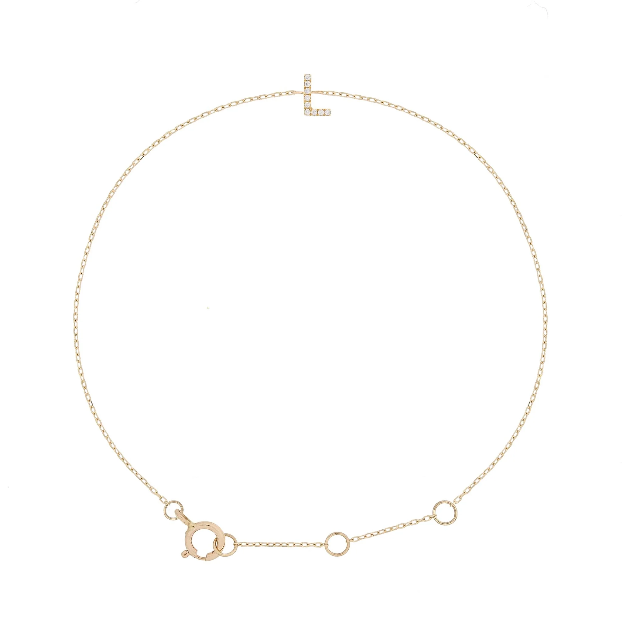 Pavé Initial Moissanite Bracelet | 9k Solid Gold - Image 19