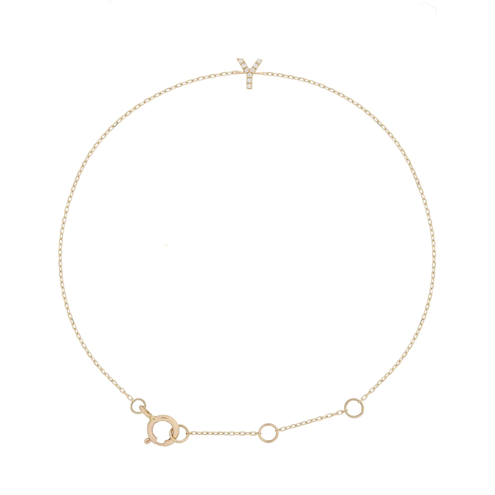 Pavé Initial Moissanite Bracelet | 9k Solid Gold - Image 32