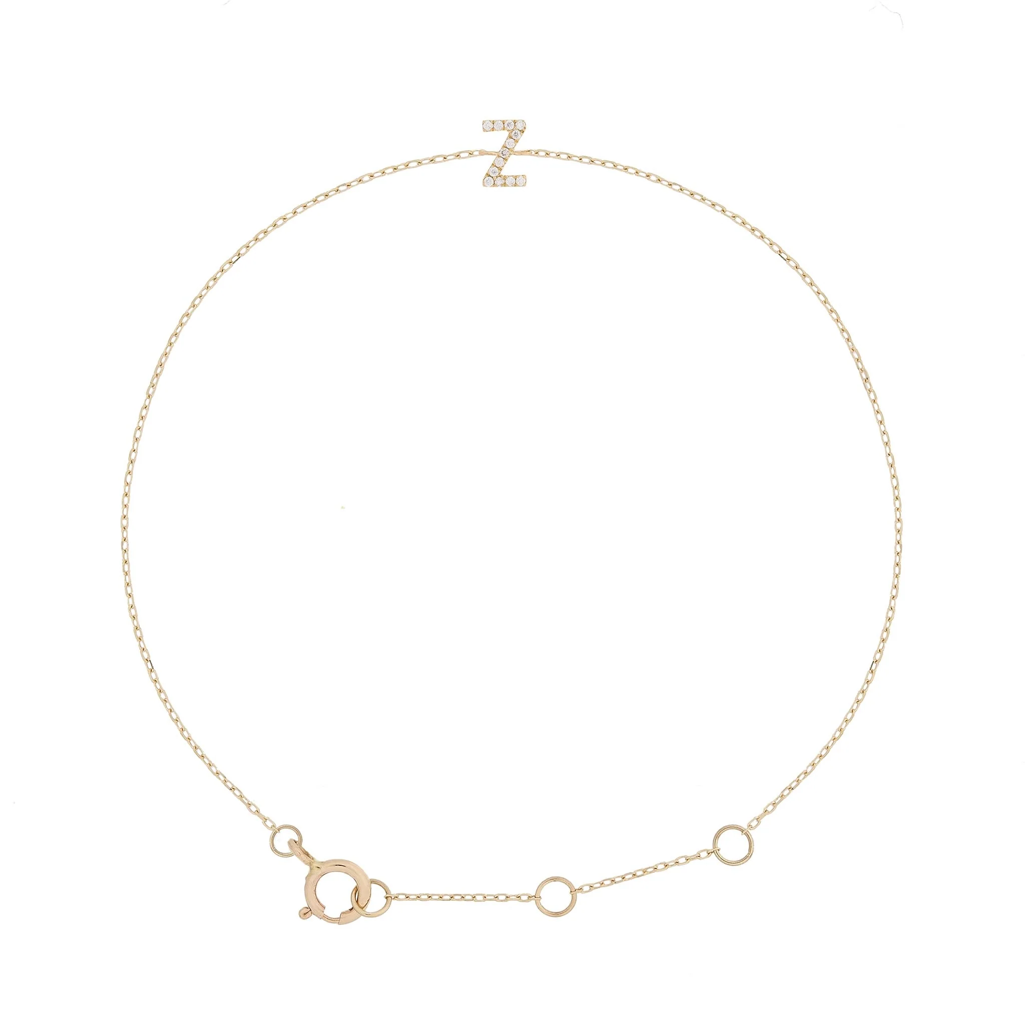 Pavé Initial Moissanite Bracelet | 9k Solid Gold - Image 33