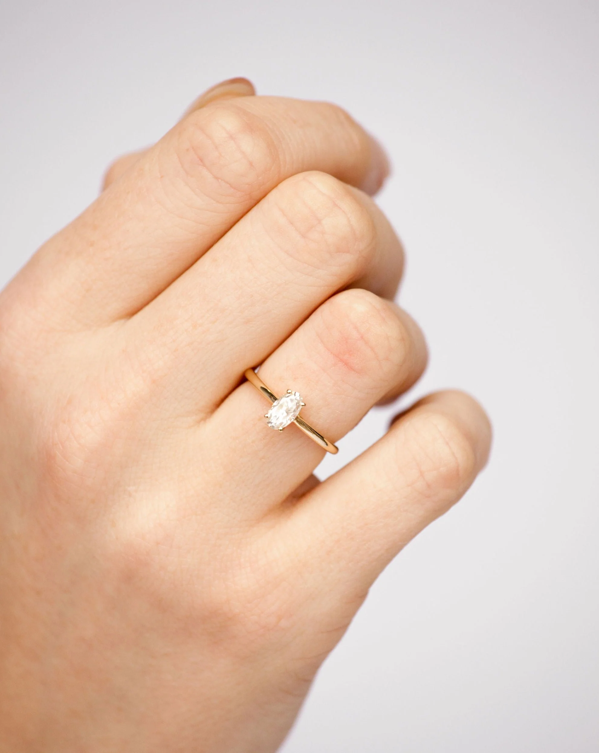 Petite Oval Moissanite Ring | 14k Solid Gold - Image 3
