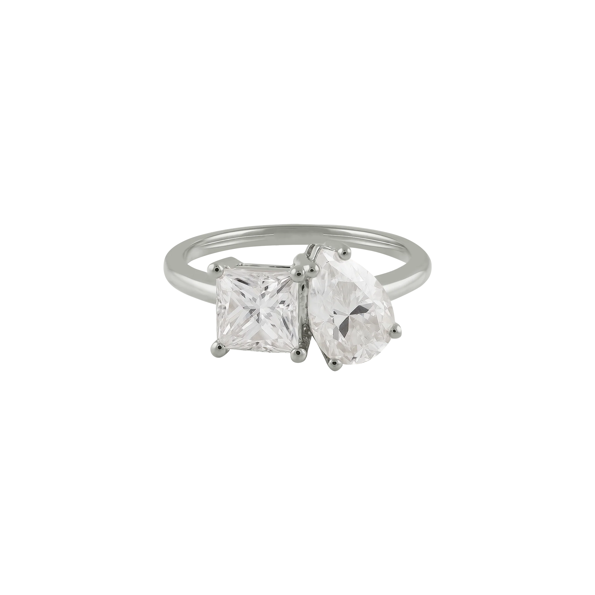 Princess Pear Cut Toi Et Moi Moissanite Ring | 14k Solid Gold - Image 5