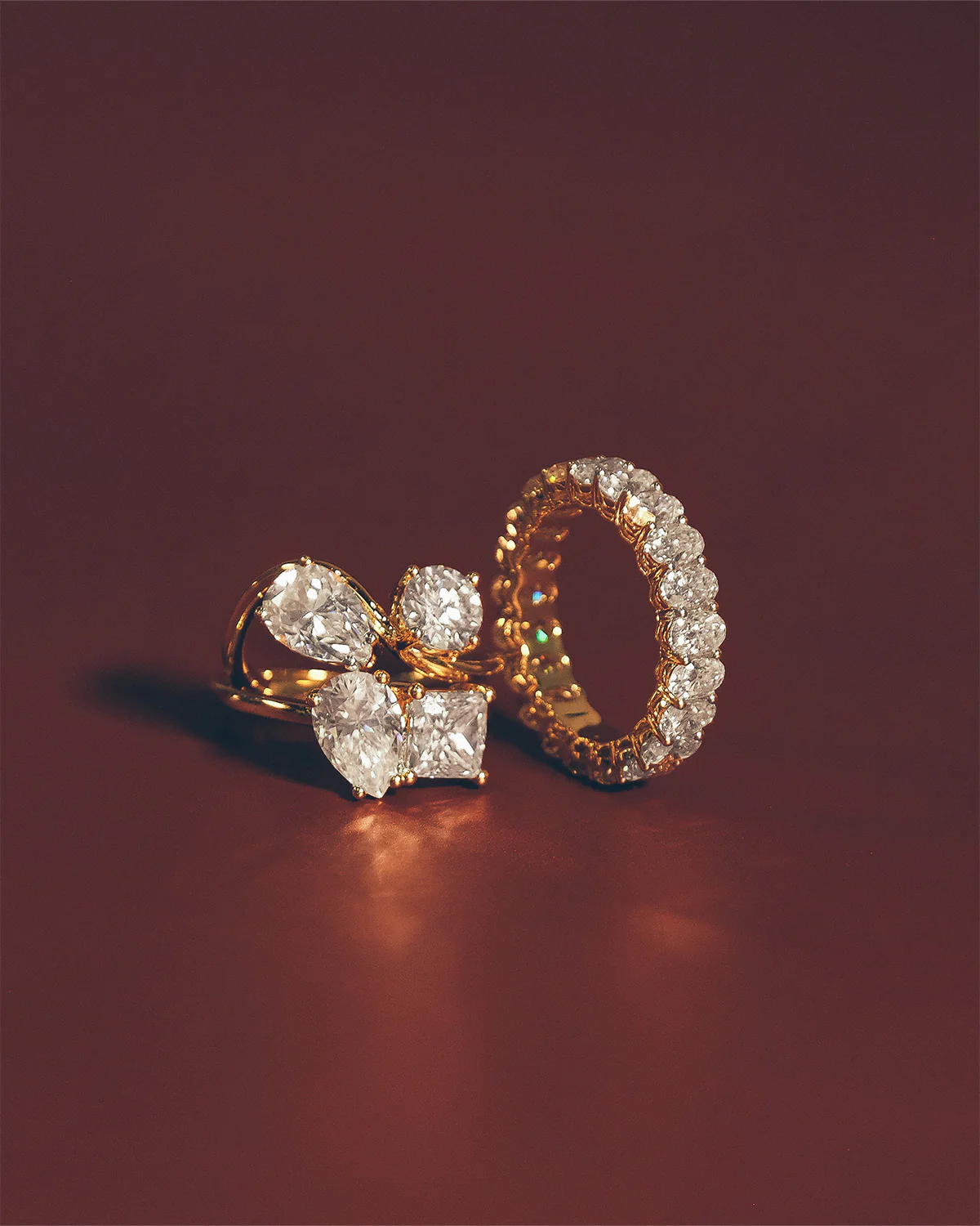 Princess Pear Cut Toi Et Moi Moissanite Ring | 14k Solid Gold - Image 3