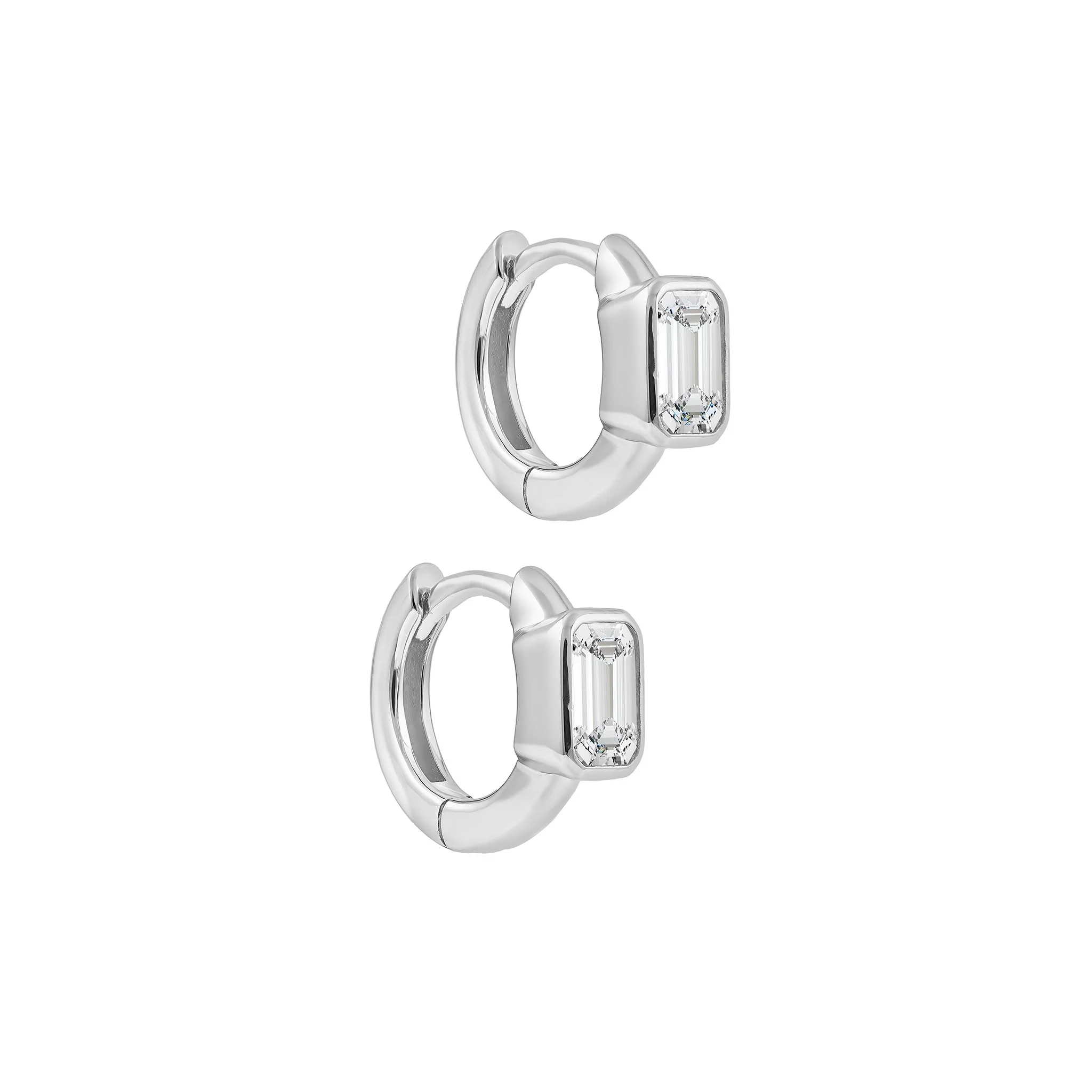 Sterling Silver Emerald Bezel Hoop - Image 5