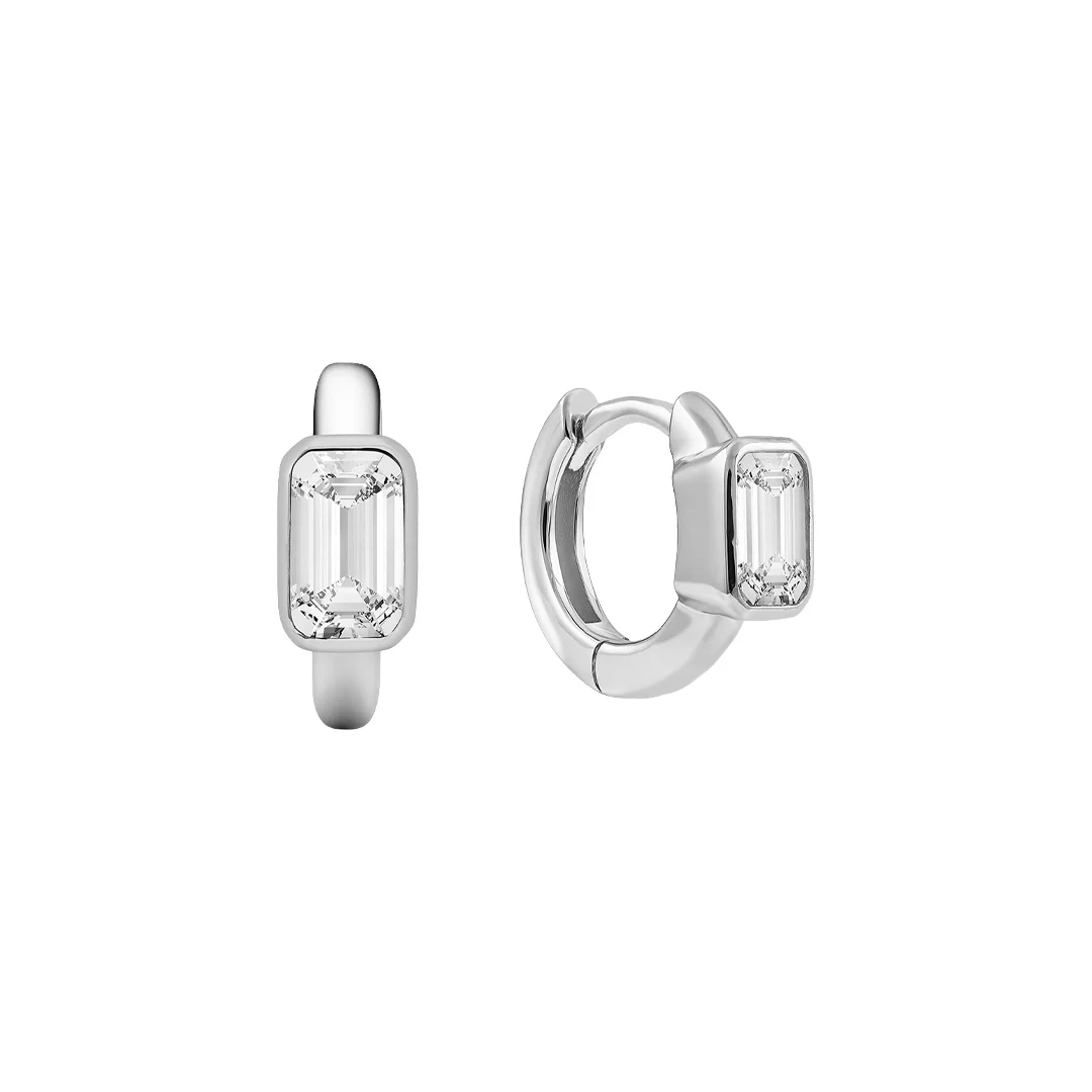 Sterling Silver Emerald Bezel Hoop - Image 6