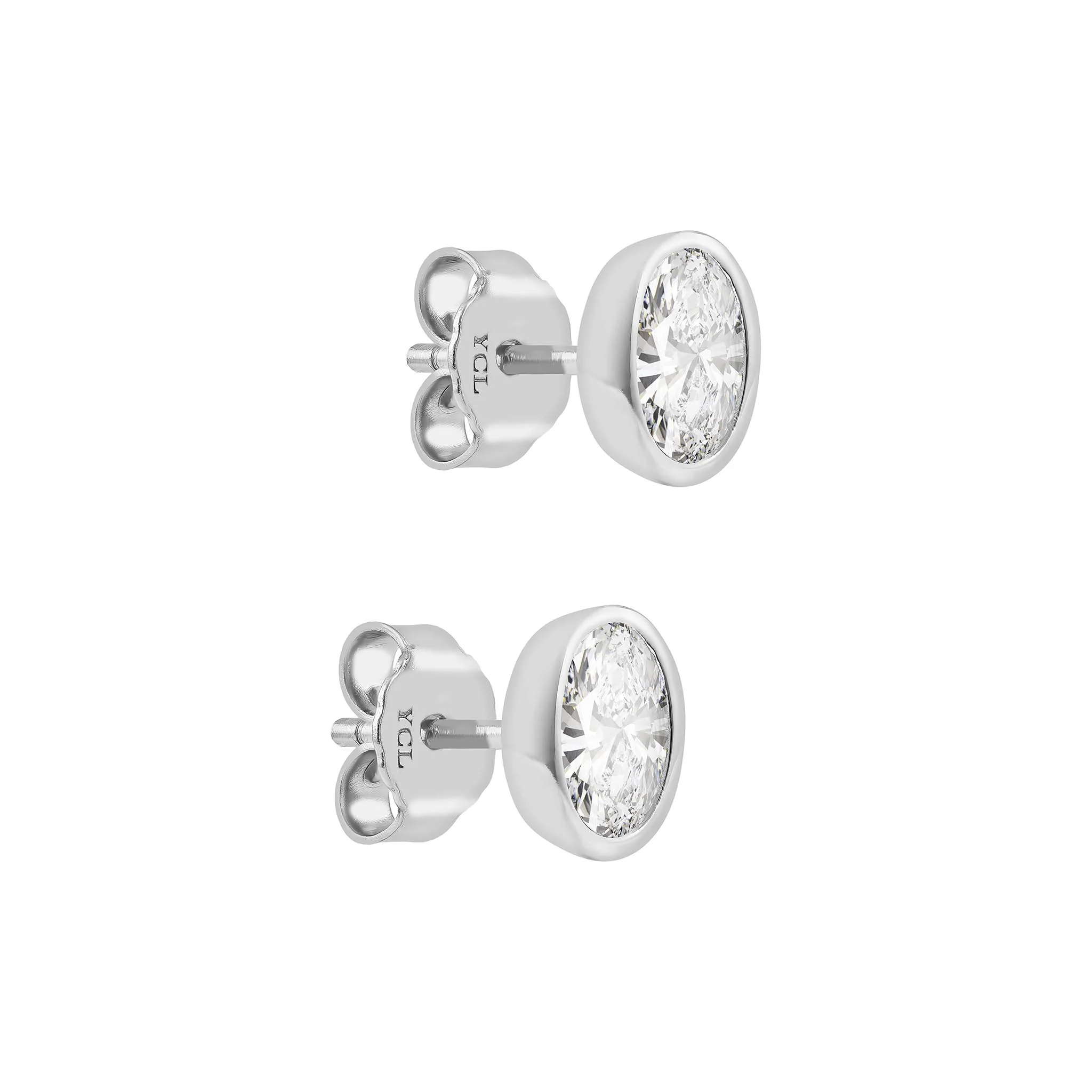 Sterling Silver Oval Bezel Stud Earring - Image 6