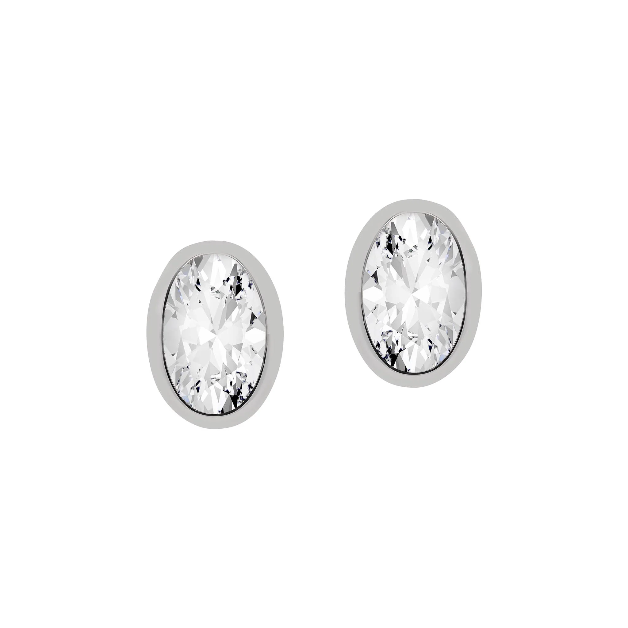 Sterling Silver Oval Bezel Stud Earring - Image 7