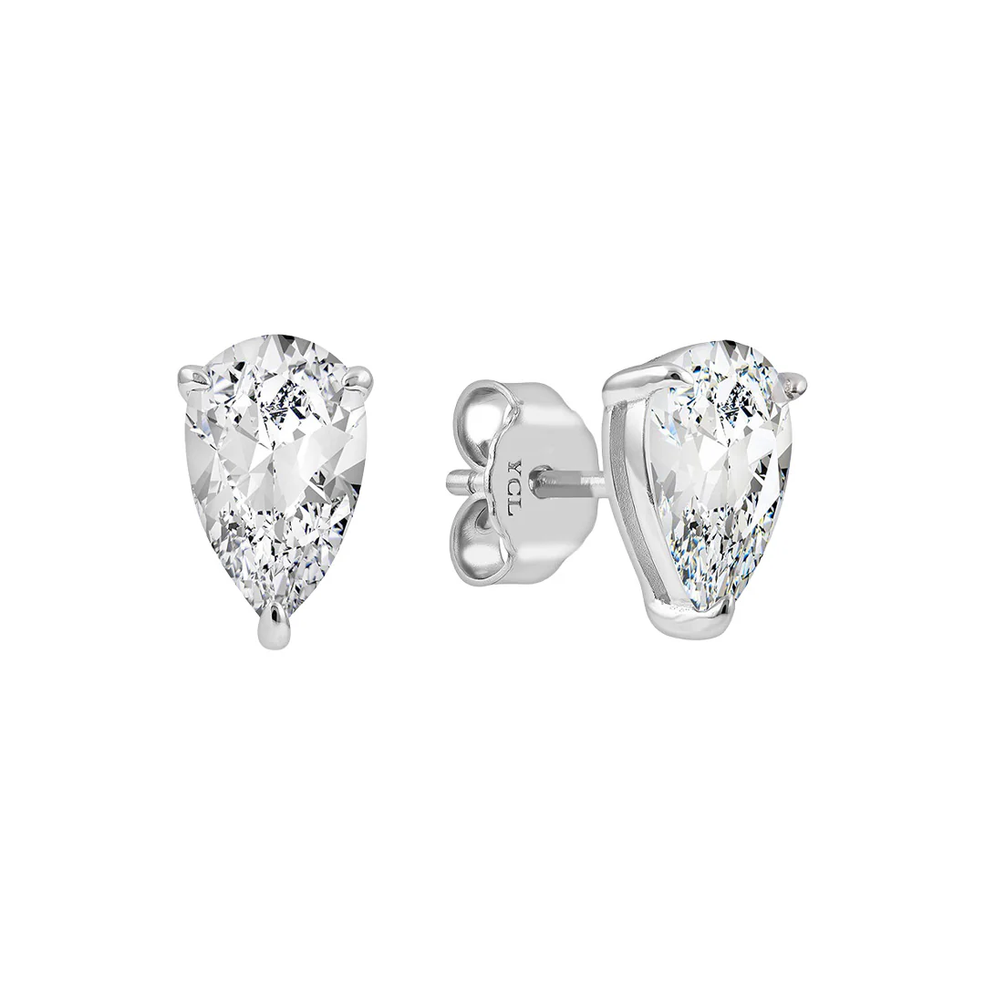 Sterling Silver Pear Claw Stud Earring - Image 5